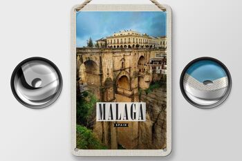 Panneau de voyage en étain 12x18cm, décoration de vacances, ville portuaire de Malaga, espagne 2