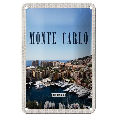 Cartel de chapa de viaje, 12x18cm, Monte Carlo, Mónaco, mar, decoración navideña