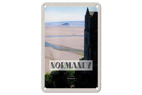Blechschild Reise 12x18cm Normandie France Meer Sand Poster Dekoration