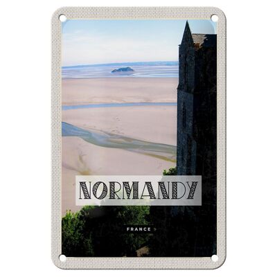 Targa in metallo da viaggio 12x18 cm Normandia Francia Sabbia di mare Decorazione poster