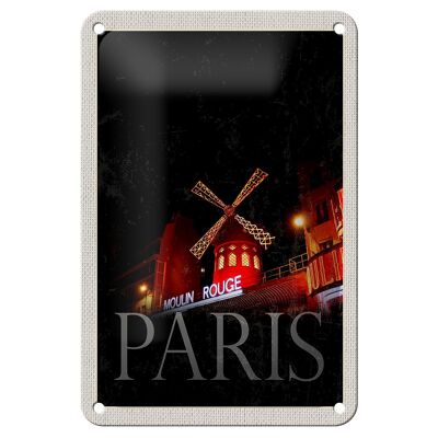 Cartel de chapa de viaje, 12x18cm, Moulin Rouge Paris Varieté, cartel de regalo