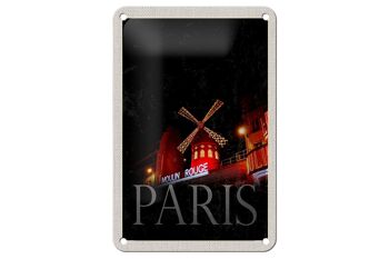 Panneau en étain de voyage, 12x18cm, Moulin Rouge Paris, panneau cadeau de variété 1