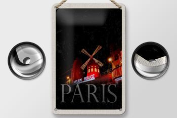 Panneau en étain de voyage, 12x18cm, Moulin Rouge Paris, panneau cadeau de variété 2