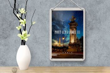 Panneau de voyage en étain, 12x18cm, Pont Alexandre III, Paris, panneau de nuit 4