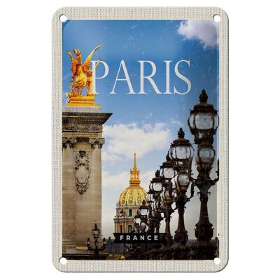 Blechschild Reise 12x18cm Retro Paris France Bild Geschenk Dekoration