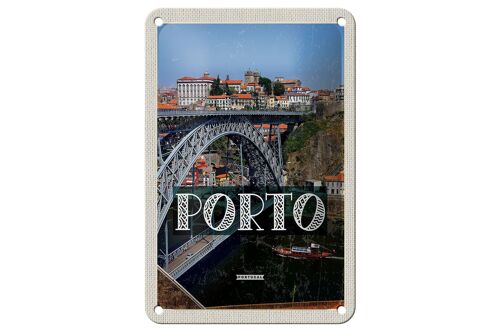 Blechschild Reise 12x18cm Porto Portugal Brücke Ponte Dom Luís I Schild