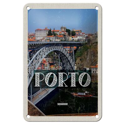 Blechschild Reise 12x18cm Porto Portugal Brücke Ponte Dom Luís I Schild