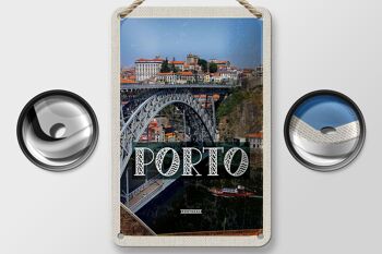 Panneau de voyage en étain, 12x18cm, pont de Porto Portugal, Ponte Dom Luís I 2