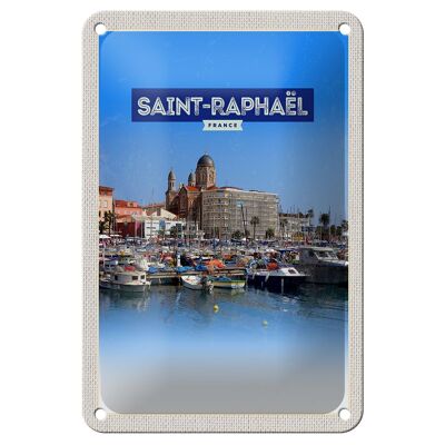 Cartel de chapa de viaje, 12x18cm, Saint-Raphaël, Francia, cartel de ciudad portuaria