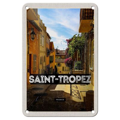 Targa in metallo da viaggio 12x18 cm Saint Tropez Francia Città portuale Targa regalo