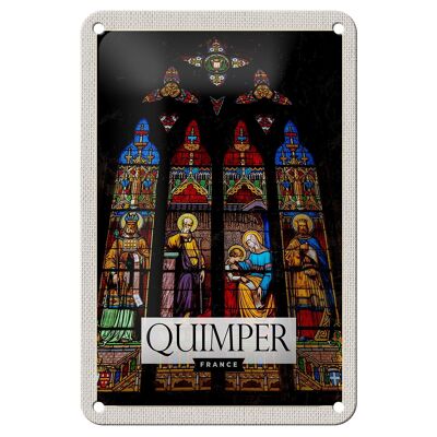 Cartel de chapa de viaje, decoración de la catedral de Quimper Saint Corentin, 12x18cm
