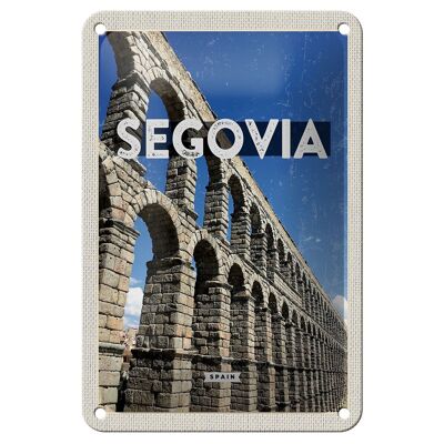 Cartel de chapa de viaje, 12x18cm, Segovia, España, decoración de acueductos romanos