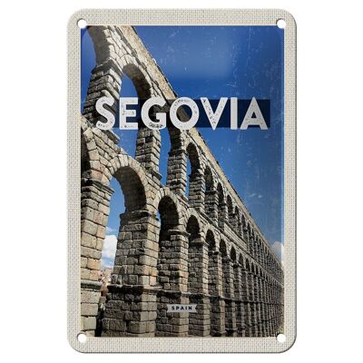 Blechschild Reise 12x18cm Segovia Spain römische Aquädukte Dekoration