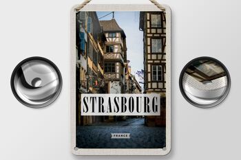 Plaque en tôle Voyage 12x18cm Strasbourg France la petite Panoramique 2