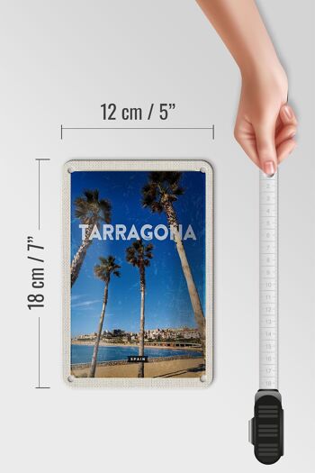 Panneau de voyage en étain, 12x18cm, Tarragone, espagne, palmiers avec vue sur la mer 5