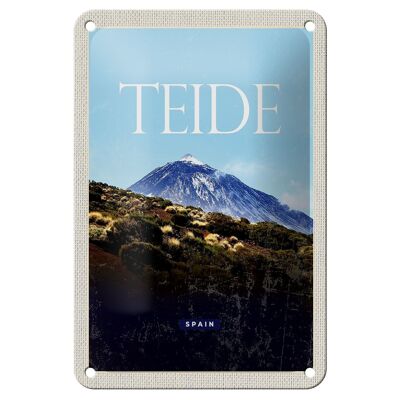 Targa in metallo da viaggio 12x18 cm Retro Teide Spagna Montagna più alta