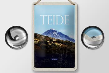 Panneau de voyage rétro en étain, 12x18cm, Teide, espagne, la plus haute montagne 2