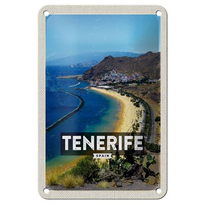 Tin sign travel 12x18cm Tererife Spain panorama picture sea decoration