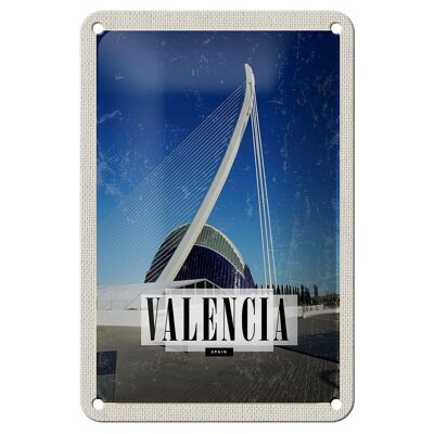 Cartel de chapa de viaje, 12x18cm, Valencia, España, puerto, ciudad, destino de viaje
