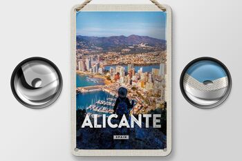 Panneau de voyage en étain, 12x18cm, Alicante espagne, image panoramique, panneau de vacances 2