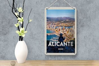 Panneau de voyage en étain, 12x18cm, Alicante espagne, image panoramique, panneau de vacances 4