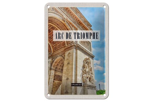 Blechschild Reise 12x18cm Arc de Triomphe Paris Reiseziel Dekoration