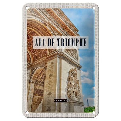 Blechschild Reise 12x18cm Arc de Triomphe Paris Reiseziel Dekoration