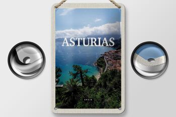 Plaque en étain voyage 12x18cm Asturies Espagne décoration diamant vert 2
