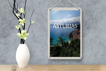 Plaque en étain voyage 12x18cm Asturies Espagne décoration diamant vert 4