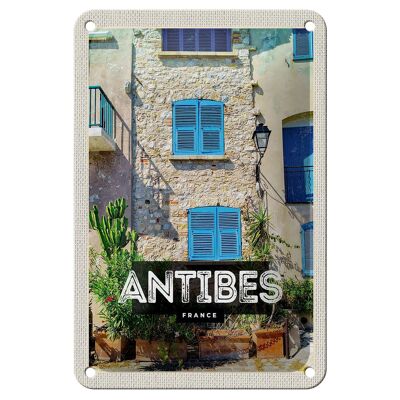 Cartel de chapa de viaje, decoración de destino de viaje, casco antiguo de Antibes, Francia, 12x18cm