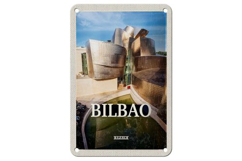 Blechschild Reise 12x18cm Bilbao Spain Hafenstadt Urlaubsort Schild