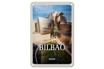 Panneau de voyage en étain, 12x18cm, Bilbao, espagne, ville portuaire, signe de destination de vacances 1