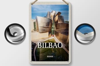 Panneau de voyage en étain, 12x18cm, Bilbao, espagne, ville portuaire, signe de destination de vacances 2