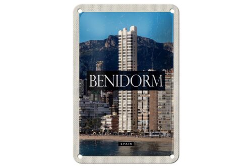 Blechschild Reise 12x18cm Benidorm Spain Panorama Poster Dekoration