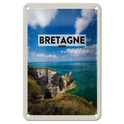 Cartel de chapa de viaje, 12x18cm, Bretaña, Francia, mar, montañas, decoración navideña