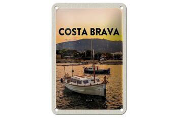 Panneau de voyage en étain, 12x18cm, Costa Brava, espagne, coucher de soleil, signe de mer 1