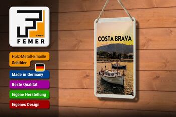Panneau de voyage en étain, 12x18cm, Costa Brava, espagne, coucher de soleil, signe de mer 3
