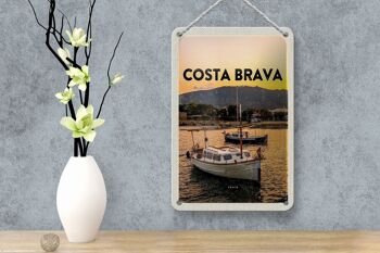 Panneau de voyage en étain, 12x18cm, Costa Brava, espagne, coucher de soleil, signe de mer 4