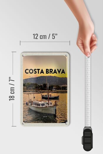 Panneau de voyage en étain, 12x18cm, Costa Brava, espagne, coucher de soleil, signe de mer 5
