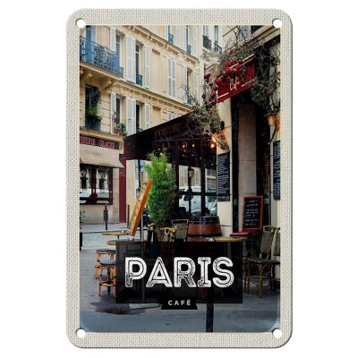 Targa in metallo da viaggio 12x18 cm Paris Cafe destinazione di viaggio poster cartello regalo