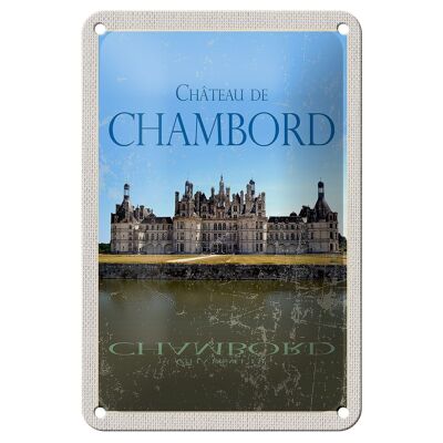 Blechschild Reise 12x18cm Chateau de Chambord Schloss Retro Dekoration