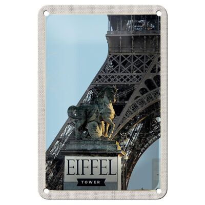 Targa in metallo da viaggio 12x18 cm Torre Eiffel Parigi Destinazione di viaggio Targa turistica