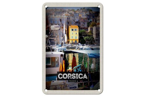 Blechschild Reise 12x18cm Corsica France Urlaubsort Meer Dekoration