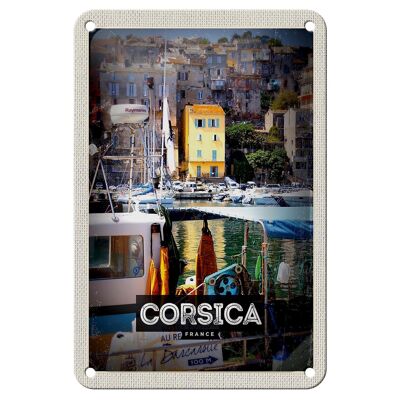 Blechschild Reise 12x18cm Corsica France Urlaubsort Meer Dekoration