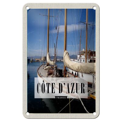 Blechschild Reise 12x18cm Cote d'azur France Urlaubsort Meer Schild