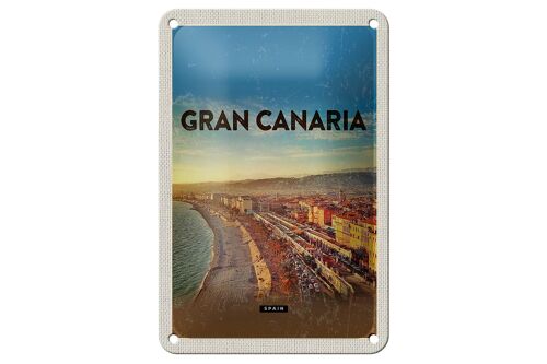 Blechschild Reise 12x18cm Gran Canaria Spain Panoramablick Meer Schild