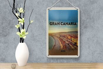 Panneau de voyage en étain, 12x18cm, Gran Canaria, espagne, vue panoramique, signe de mer 4