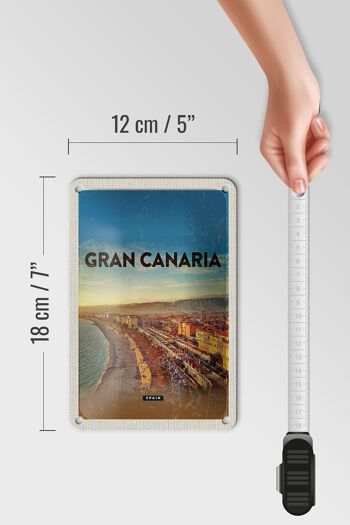 Panneau de voyage en étain, 12x18cm, Gran Canaria, espagne, vue panoramique, signe de mer 5