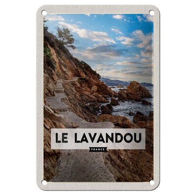 Blechschild Reise 12x18cm Le Lavandou France Berge Meer Urlaub Schild