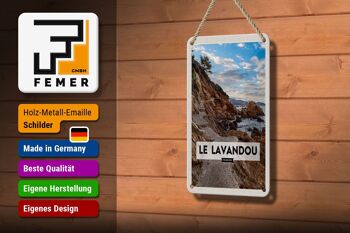 Panneau de voyage en étain, 12x18cm, Le Lavandou, France, montagnes, mer, vacances 3